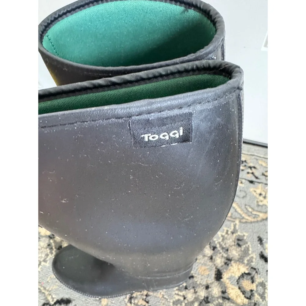 Toggi Black Rubber Equestrian Riding Boots Women 6 6.5 Tall Waterproof Boots